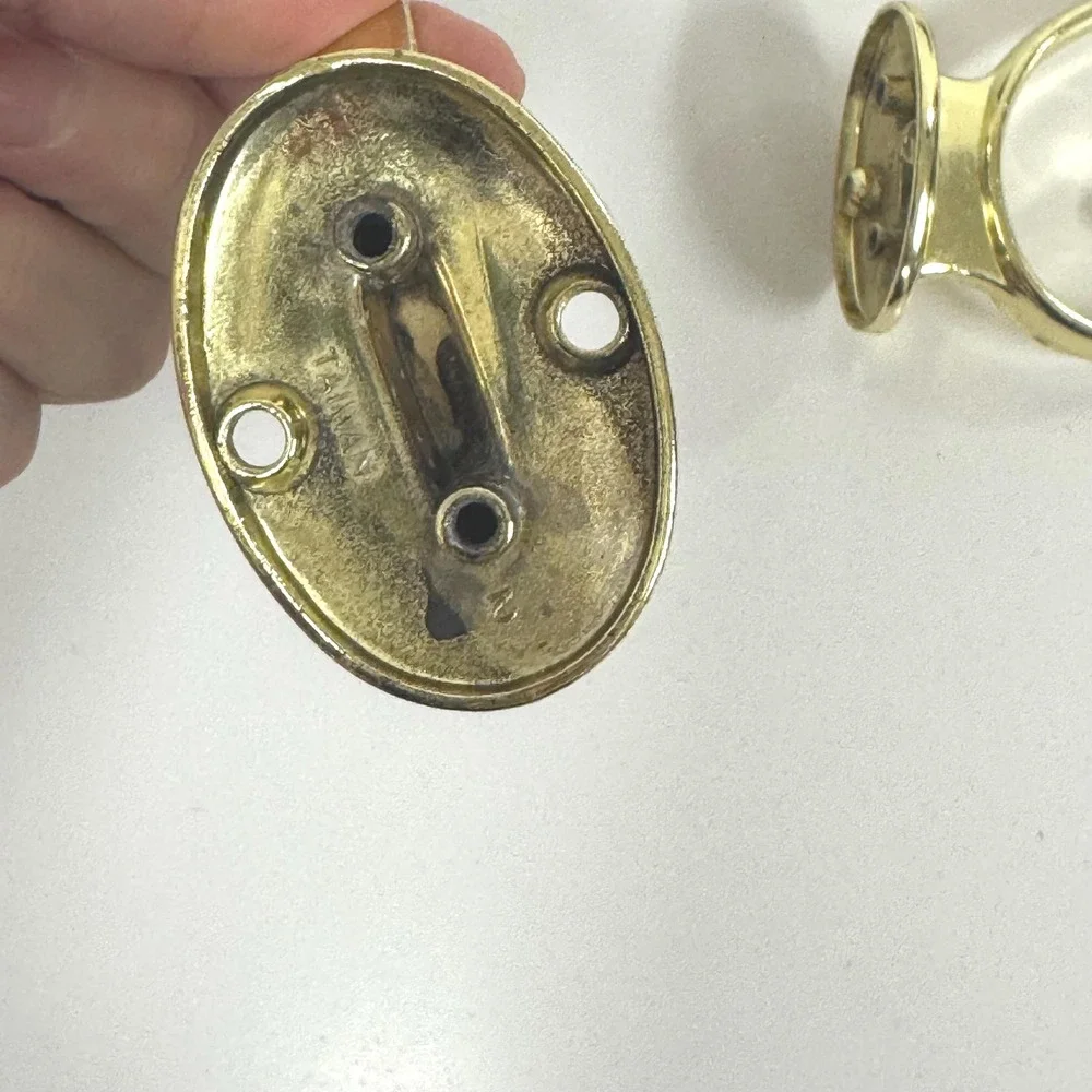 lacquered brass wall hooks- set of 2 double hooks